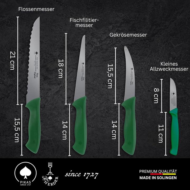Actual product image Don Carlos by Valsan 1831 4-teiliges Fisch-Schlachtmesser Set Lachs & Hecht (21 cm)
