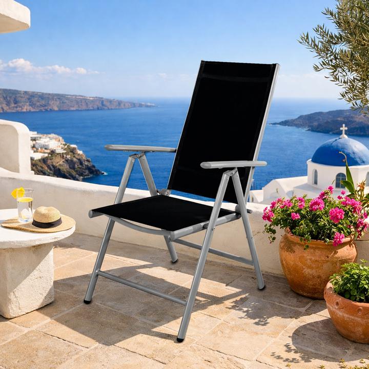 Actual product image Mojawo 2 pieces garden folding chair aluminium - textiles silver grey/black