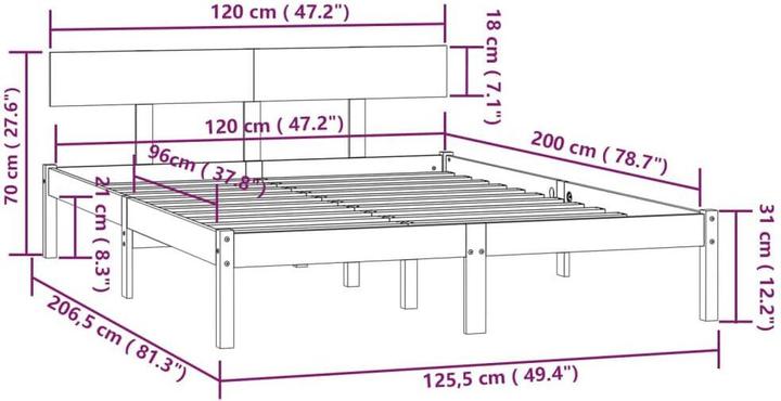 Image du produit vidaXL Bettrahmen (120 x 200 cm)