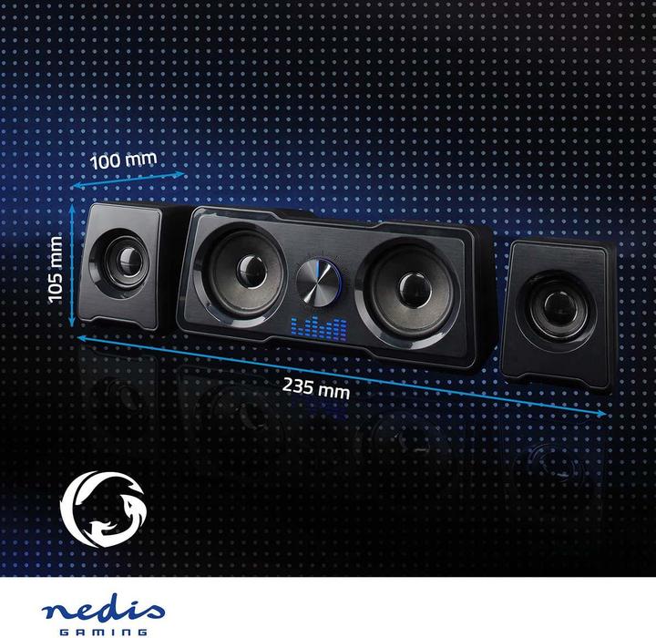 Actual product image Nedis Gaming Speaker | Speaker Channels: 2.2 | Power Supply via USB | 3.5 mm Plug | 48