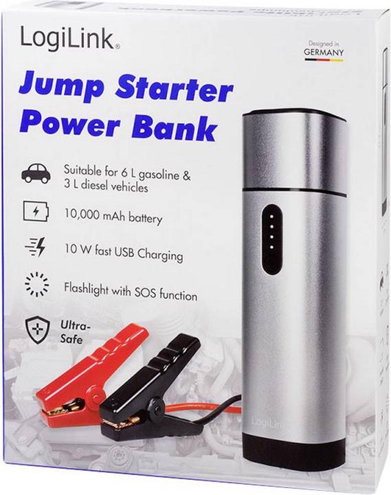 Actual product image LogiLink Powerbank 2xUSB-A,car jump start,metalgr (10000 mAh, 10 W, 37 Wh)