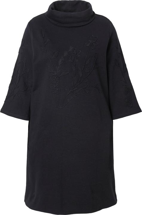 Produktbild Miamoda Sweatkleid, A-Linie, Blüten-Stickerei, Stehkragen (42)