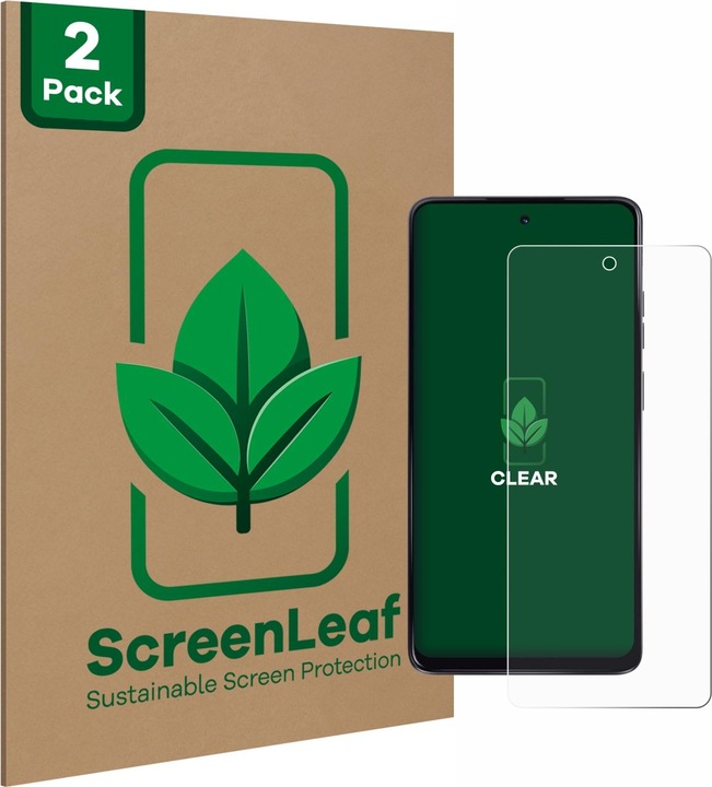 Actual product image ScreenLeaf Protective film sustainable screen protector screen protector film clear transparent (2 Piece, Motorola Moto G24)