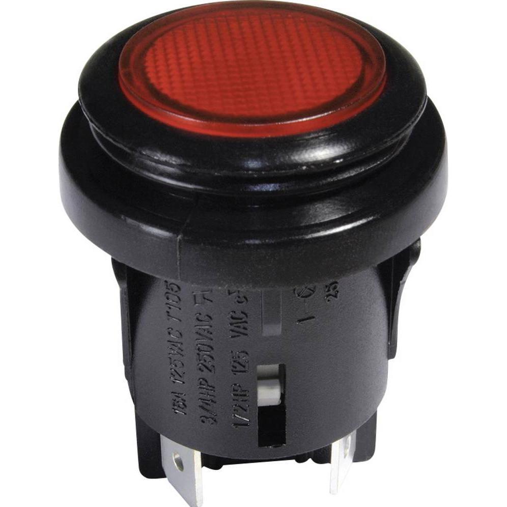 interBär Druckschalter 250 V/AC 16 A 2 x Aus/(Ein) IP65 tastend 1 St., Taster + Schalter, Rot, Schwarz
