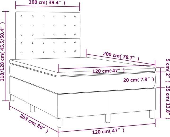 Produktbild vidaXL Boxspringbett (120 x 200 cm)