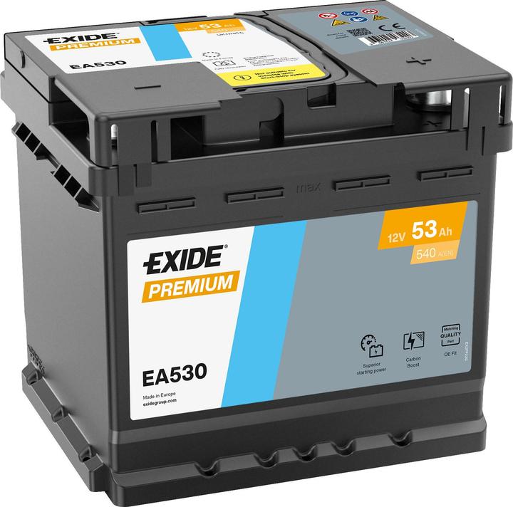 Actual product image Exide EA530 (12 V, 53 Ah, 540 A)