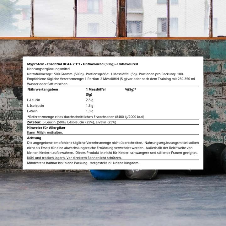 Actual product image MyProtein Essential BCAA 2:1:1 (500g bag) (Neutral, 1 pcs., 500 g)