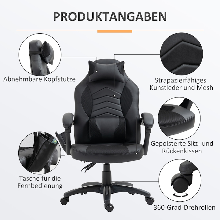 Produktbild Homcom Bürostuhl mit Wärmefunktion