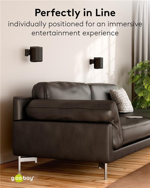 Actual product image Goobay One Sound Flex speaker wall mount, black (1 pcs., Wall installation, Tiltable, Pivoting, Rotatable)