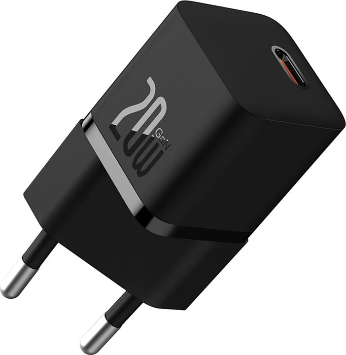 Actual product image Baseus GaN5, 20W, 3A, 1 x USB-C, with USB-C Cable, black (20 W, 1 portion)