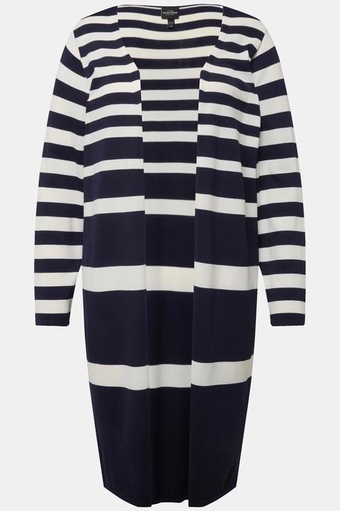 Produktbild Ulla Popken Strickjacke, Ringel, offene Form, V-Ausschnitt (46, 48)