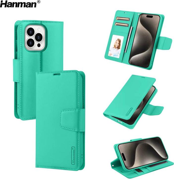 Produktbild Hanman Apple iPhone 17 Pro - Mill Flip Case mit 3 Kartenfächern, Türkis (Apple iPhone 17 Pro)