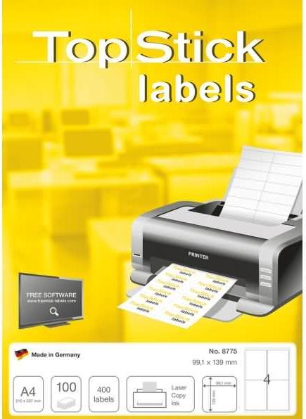 Actual product image TopStick Universal labels, 99.1 x 139 mm, white self-adhesive, permanently adhesive