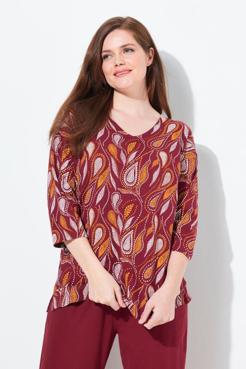 Produktbild Ulla Popken Pyjamashirt, Paisley, V-Ausschnitt, 3/4-Arm (46, 48)