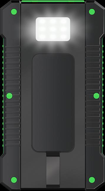Actual product image LogiLink Solar power bank 8000 mAh, torch, 2x USB-A, green-black (8000 mAh, 10 W, 29.60 Wh)