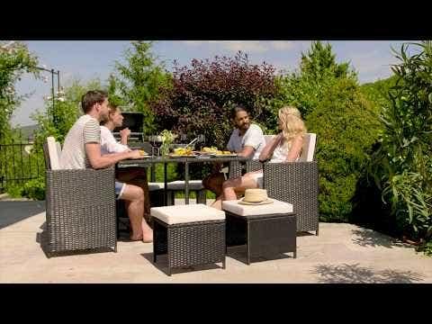 Actual product image tectake Rattan garden furniture set Bilbao 4+4+1 with protective cover, variant 2