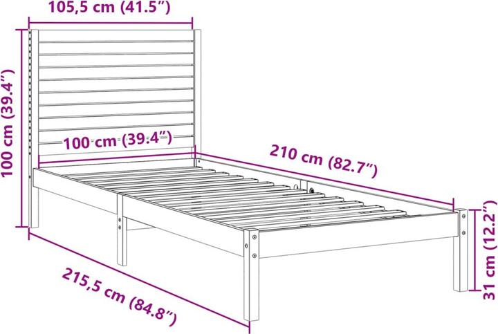 Actual product image vidaXL Bettrahmen (100 x 210 cm)