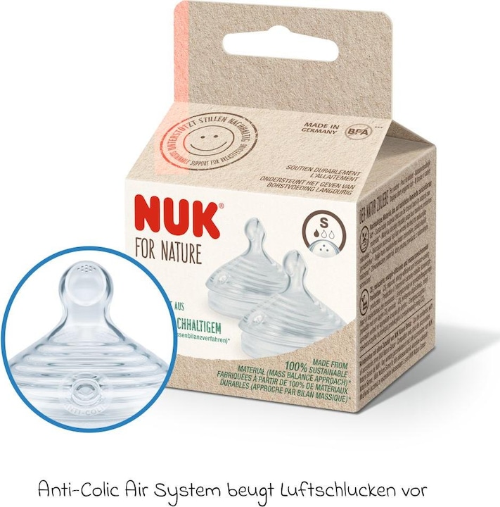 Actual product image NUK for Nature teat, breast-like teat made from sustainable silicone, size L, BPA free