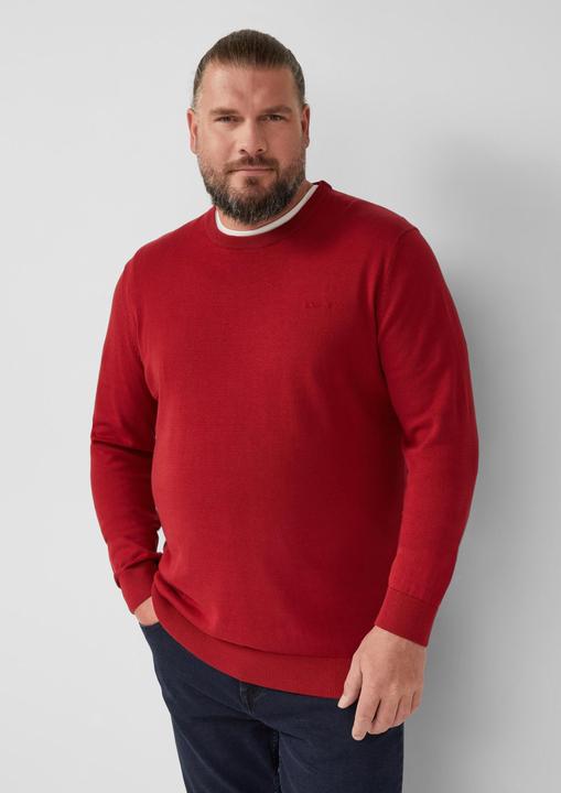 Produktbild s.Oliver Strickpullover Baumwollpullover mit Logo-Stickerei (5XL)