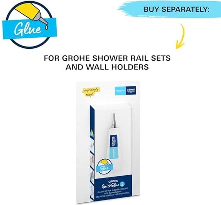 Produktbild Grohe Start QuickFixWannenarmatur und Vitalio Start 110 Handbrause-Set, kleben oder bohren, Watersaving Pl