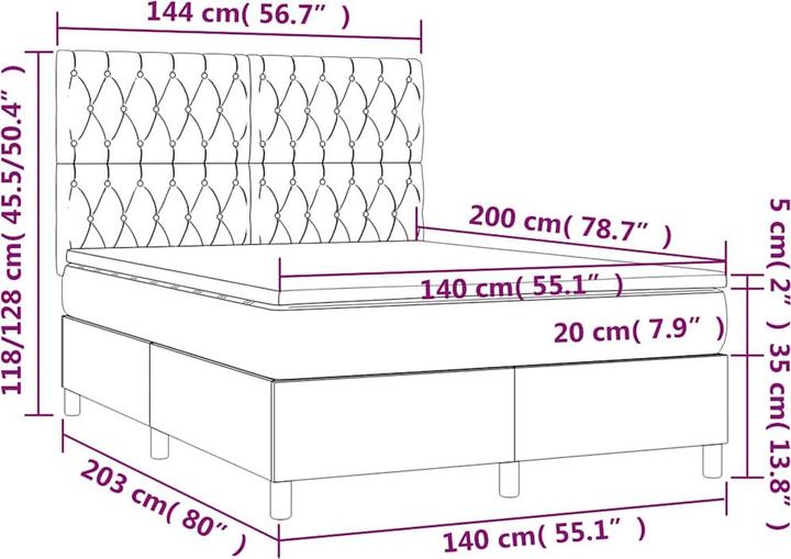 Immagine prodotto vidaXL Boxspringbett (140 x 200 cm)