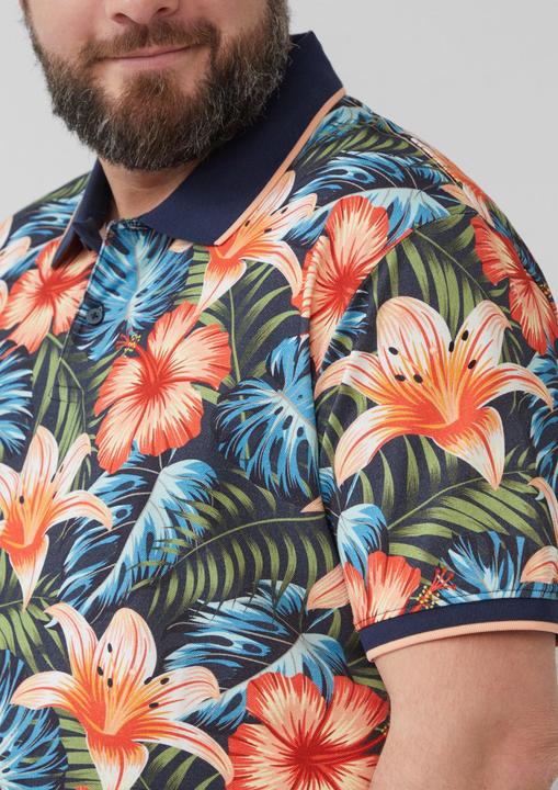 Produktbild S.Oliver Polo-Shirt Poloshirt aus Baumwolle mit All-over-Print (XXL)