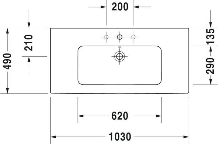 Produktbild Duravit Möbelwaschtisch ME by Starck m ÜL m HLB 1030x490mm ohne Hahnloch weiss (490 mm, 1030 mm)