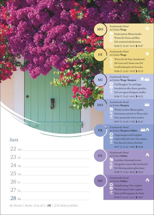 Actual product image Harenberg Mondkalender Wochenkalender 2026 - 53 Wochenblätter mit praktischen Tipps für jeden Tag (Hardcover, German)