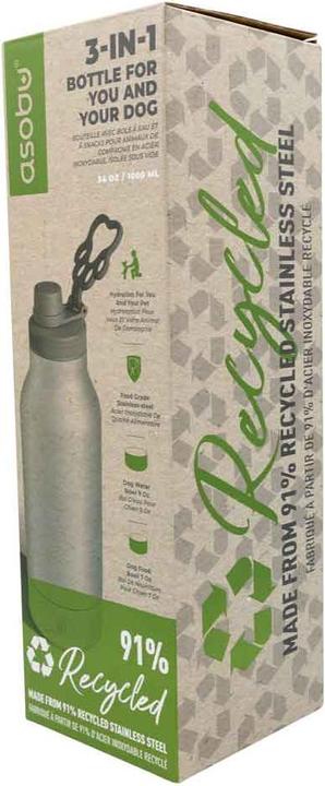 Actual product image Asobu - Dog Bowl Buddy - recycled stainless steel bottle with 2 bowls silver