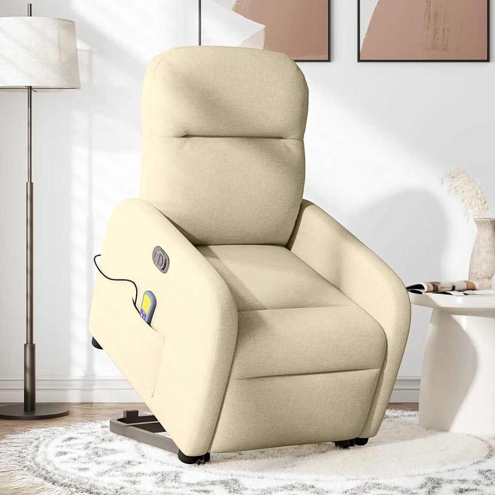 Produktbild VidaXL Elektrischer Massagesessel mit Aufstehhilfe Creme Stoff