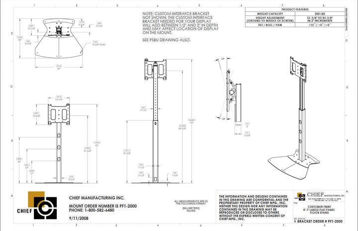 Produktbild Chief PF1-U - Aufstellung für Flat Panel (ausziehbar) (75", 90.70 kg)