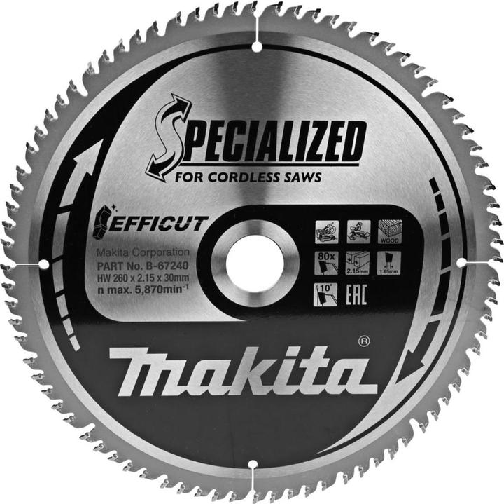 Produktbild Makita EFFICUT Sägeb.260x30x80Z
