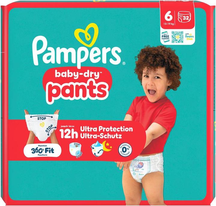Pampers Baby Dry Pants Gr.6 Extra Large 13-19kg Windeln Sparpack 32 Stück (Gr. 6, 32 Pcs.)