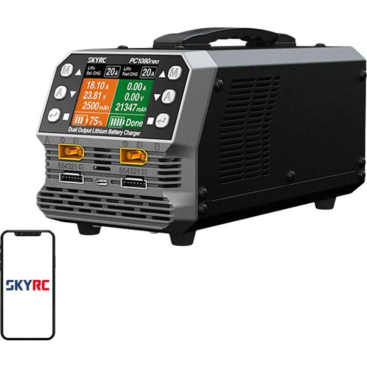 SkyRC PC1080neo dual-channel lithium battery charger, Caricatore RC, Nero