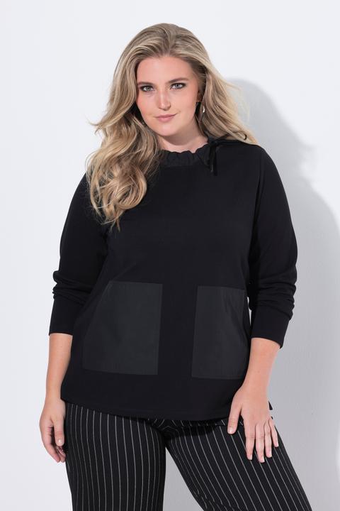 Actual product image Ulla Popken Mixed Material Ruffle Collar Sweatshirt (42, 44)