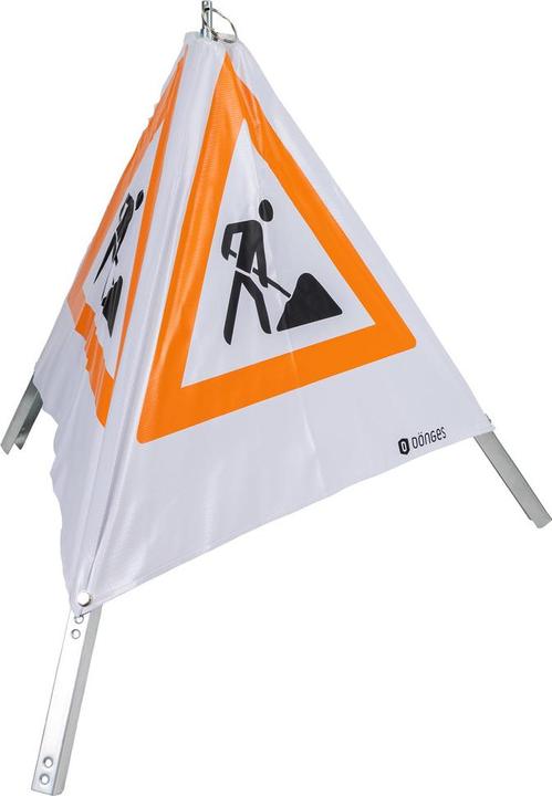 Actual product image Dönges Folding signal, 700 mm, daylight luminous paint, symbol construction site (sign 123)