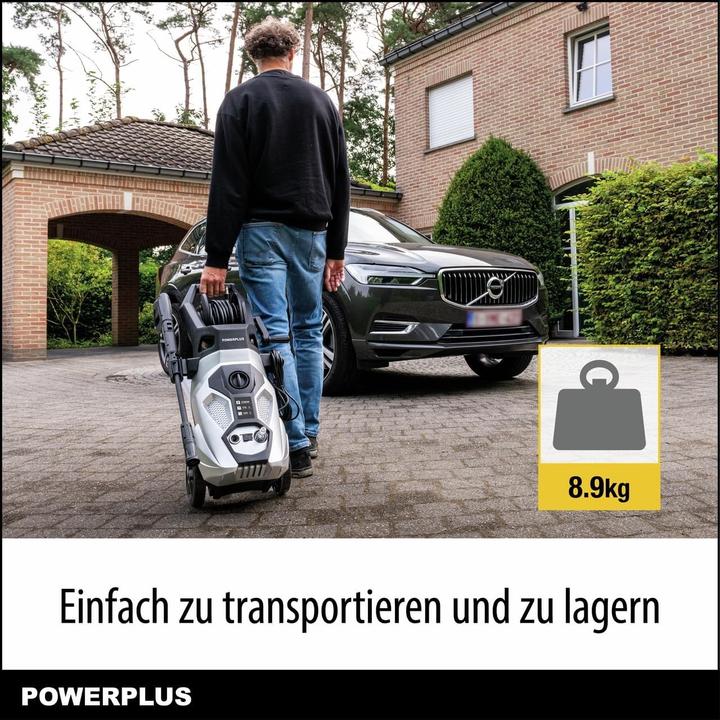 Actual product image Powerplus Electric Pressure Washer with Start-Stop Function, 170 Bar, 50°C, 8m Hose and Accessories (Electrical connection)