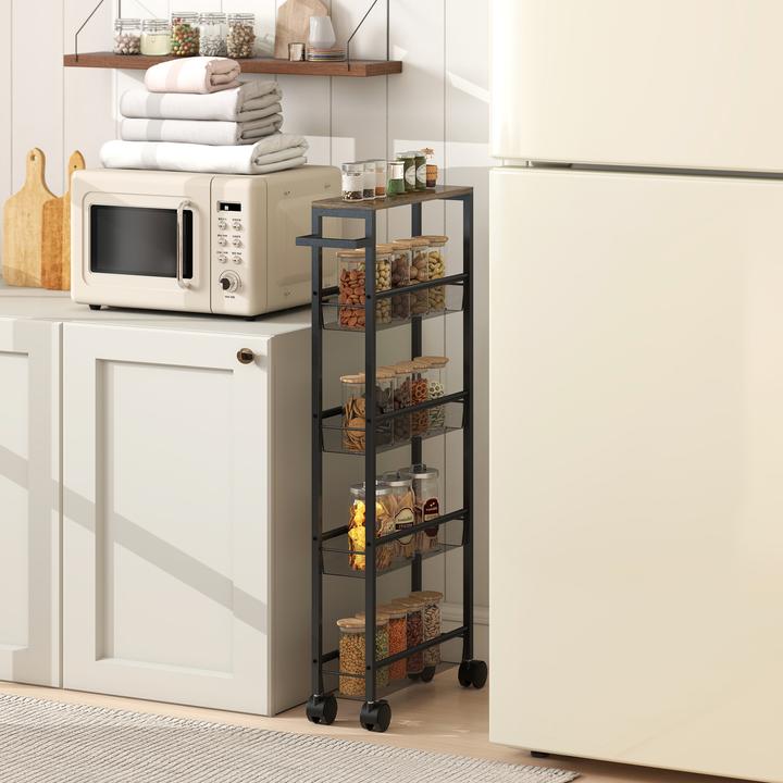 Produktbild Homcom Küchenwagen Metall, Spanplatte Schwarz