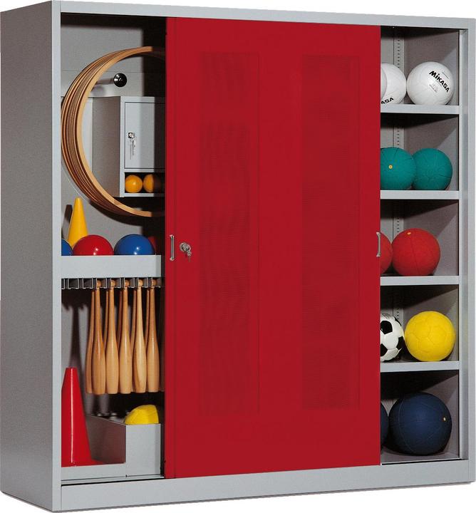 Produktbild C+P Sportgeräteschrank (HxBxT: 195x190x60 cm, mit Lochblech-Schiebetüren, Typ 5)