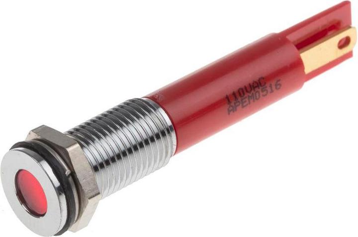 Produktbild RS PRO 8mm flush long bezel LED, red 110Vac