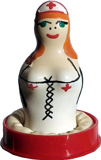 Produktbild Condomerie - Handbemalte Neuheitskondome Krankenschwester Brãoenette