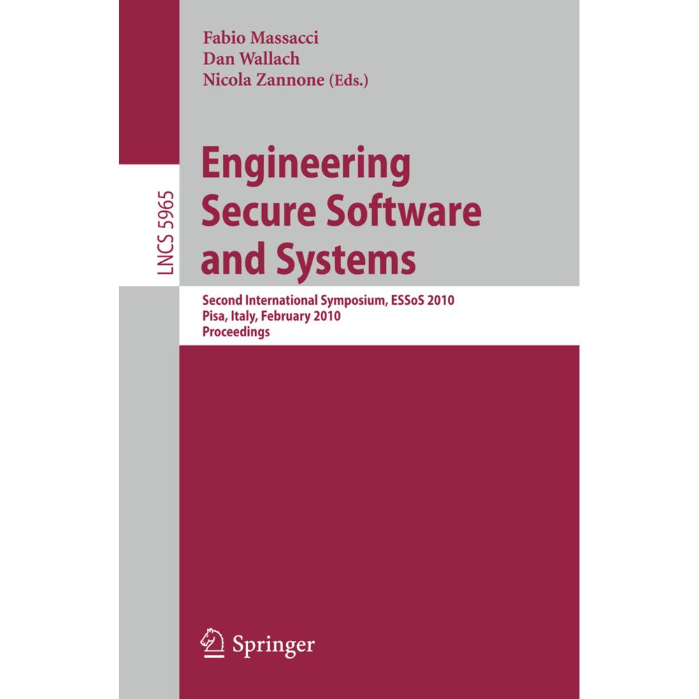 Engineering Secure Software and Systems, Fachbücher von Dan Wallach, Nicola Zannone, Fabio Massacci