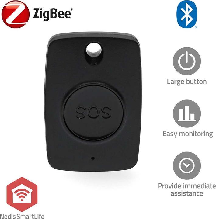Productafbeelding Nedis Slimme paniekknop Zigbee 3.0 | Soort batterij - Energie: CR2450 | Zwart