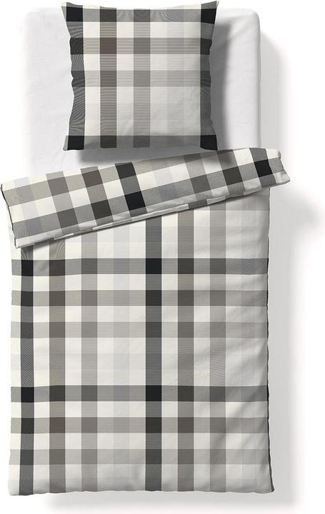 Produktbild Fleuresse gewebte Edelflanell Bettwäsche Lech Karo grau (Bettwäsche Set, 135x200 cm + 80x80 cm)