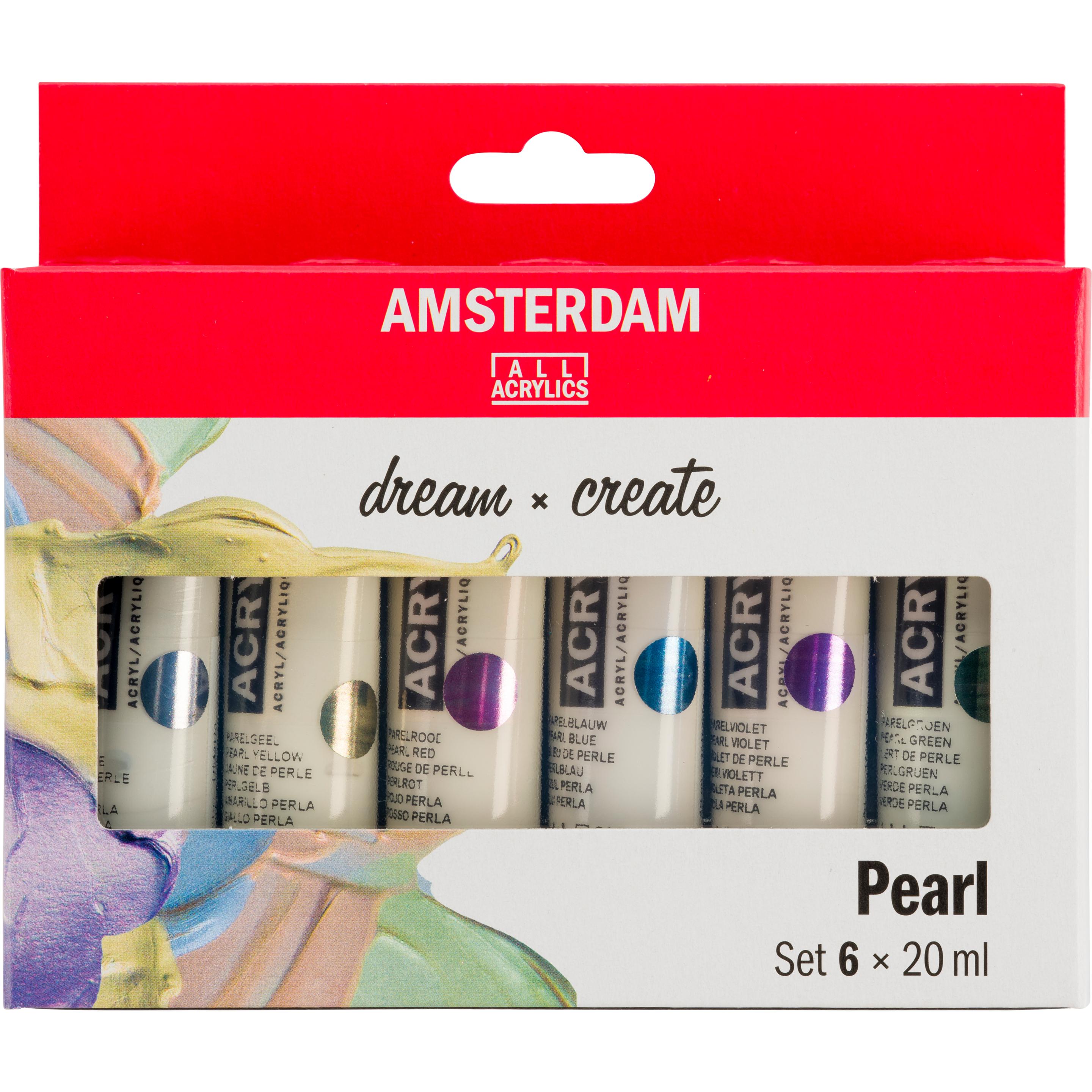 Talens, Künstlerfarbe + Bastelfarbe, Amsterdam Starter Set (Perlweiss, Perlgelb, Perlrot, Perlgrün, Perlblau, Perlviolet...