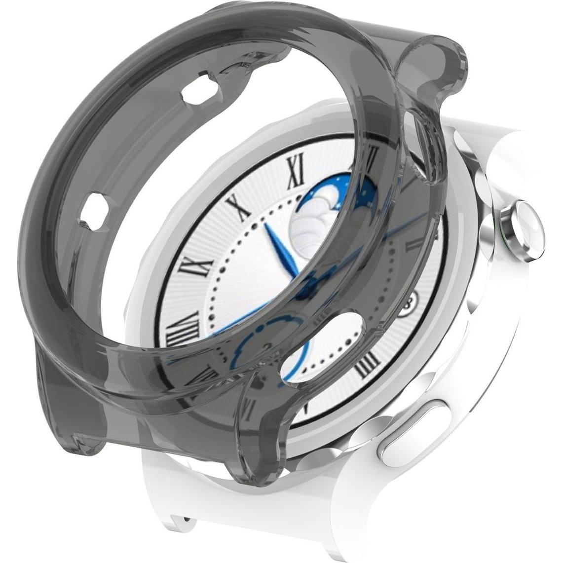 König Design Schutz Tasche Hülle für Huawei Watch GT 3 Pro 43mm Case Cover Bumper Etui Tasche, Smartwatch Zubehör, Schwa...