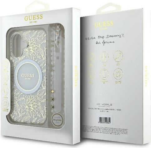 Produktbild Guess GUHMP16MHCPOFPH iPhone 16 Plus 6.7" biały/white hardcase IML Flowers Allover Electro With Pear (Apple iPhone 16 Plus)