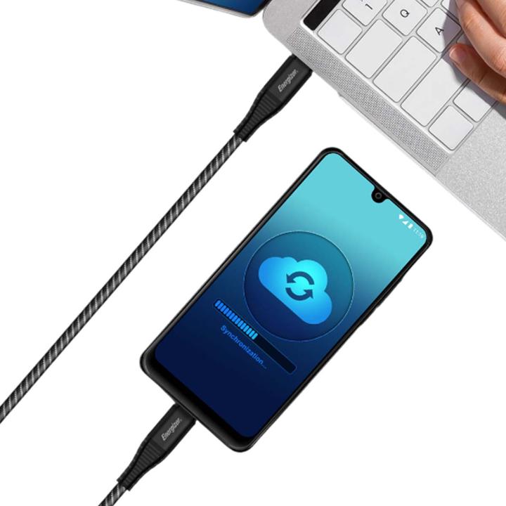 Produktbild Energizer Kabel aus Metall/geflochtenem Nylon – USB-C/USB-C – 2 m, schwarz (2 m, 100 W)