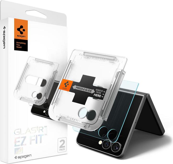 Produktbild Spigen - Glas.tR EZ-FIT HD (2 pack) - Samsung Galaxy Z Flip7 - Clear (2 Stück, Samsung Galaxy Z Flip7)