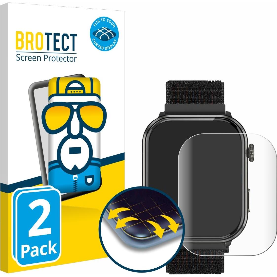 BROTECT Fullscreen Schutzfolie Displayschutz Folie Klar Transparent, Smartwatch Schutzfolie, Transparent